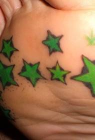 cor de pé fresca de cinco puntas de tatuaxe de estrelas