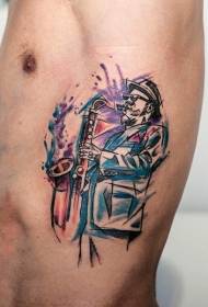 struk bočna boja retro uzorak glazbenika tetovaža