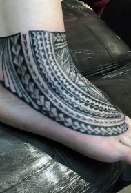 simple black tribal decorative tattoo pattern on the instep