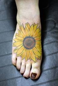 big sunflower tattoo pattern on the instep