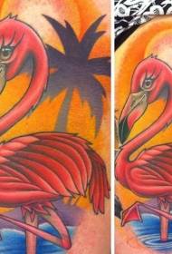 patrón de tatuaxe de flamingo de vella escola na cor