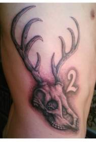 side rib deer skull and Digital tattoo pattern