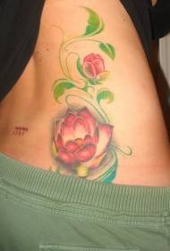 waist color beautiful lotus tattoo pattern