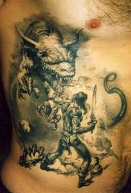 sab tav cov tub rog thiab kev ua phem zaj sib ntaus sib tua tattoo txawv