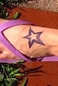 female instep hollow five-pointed star tattoo pattern