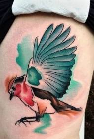 watercolor style colored big bird side rib tattoo pattern
