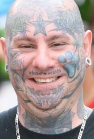 αρσενικό πρόσωπο πεντάκτινο αστέρι μοτίβο τατουάζ λουλουδιών