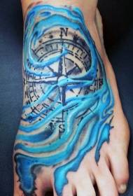 Instep компас и светло сина брановидна тетоважа шема 113127 - Бебе симпатична сина пердув шема на тетоважа