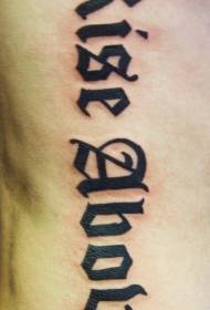 side rib black character Inscription tattoo pattern