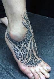 instep mysterious black and white totem decorative tattoo pattern