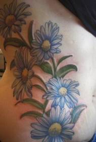 side ribs cute colored daisy flower tattoo pattern