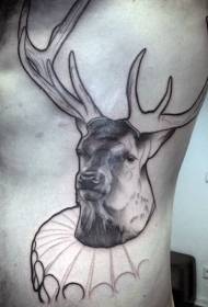 side rib color funny deer tattoo pattern