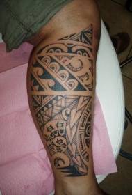 mandlige ben sort polynesisk totem tatovering