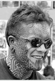 Men's face Polynesian totem tattoo pattern