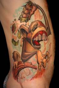 slatka boja crtani loš majmun tetovaža uzorak