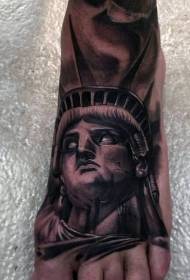 instep very realistic Old corrupt Statue of Liberty tattoo