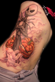 skedel Jack and Halloween pampoen en spook tattoo patroon