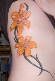 couleur de taille côté lis jaune motif de tatouage fleur