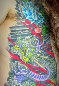 anësore dragua vjollcë vjollcë dhe model shumëngjyrësh tatuazhi lule 111994 - brinjë anësore Hieroglifika aziatike dhe modelet e tatuazheve të luleve