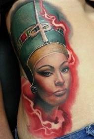 struk bočna boja Egipat kraljica portret tetovaža uzorak