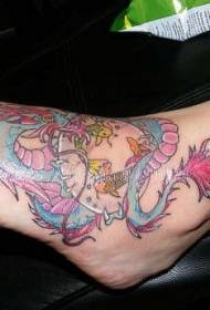 nárt barevný drak dračí tetování vzor