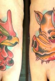model de tatuaj de porc și de desen animat instep