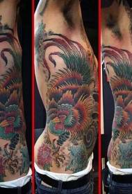 vīriešu vidukļa sānu krāsas gailis tetovējums attēls