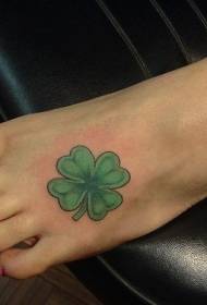 Instep four-leaf clover tattoo pattern