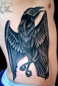 side rib color Cartoon crow tattoo pattern