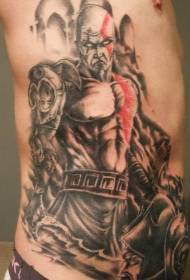 side ribs comic color evil barbarian warrior tattoo pattern
