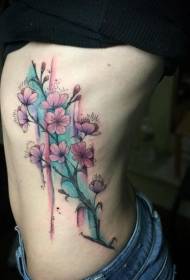talje side farve old school blomster tatoveringsmønster