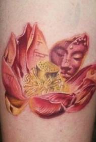 червен лотос, отпечатан статуя на Буда, рисуван татуировка модел