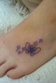purple cute butterfly Instep tattoo pattern