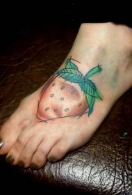 padrão de tatuagem de morango caseiro simples para peito do pé feminino