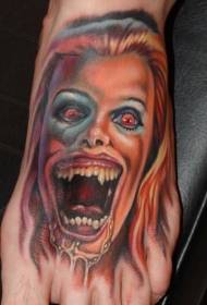 instep color scary female vampire tattoo pattern
