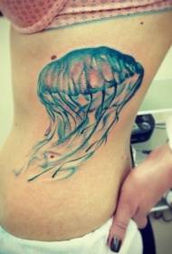 side ribs Good-looking colored jellyfish tattoo pattern