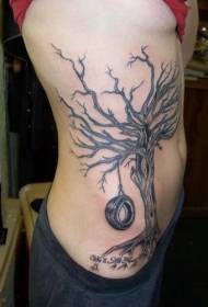 side rib dead tree and tire black gray tattoo pattern  112298 - black line phoenix side rib tattoo pattern