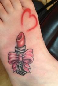 instep bow lipstick and heart tattoo pattern