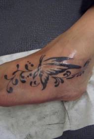 Instep butterfly vine totem tattoo pattern
