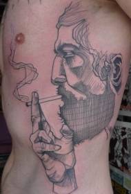 कंबर बाजू साधा धूम्रपान करणारा मनुष्य टॅटूचा नमुना