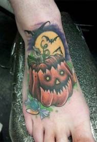 instep old school color small pumpkin ghost tattoo pattern