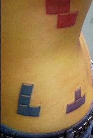 warna sisi pinggang lucu pola tato Tetris