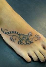 Instep Grey Lemur Tattoo Qaabdhismeedka
