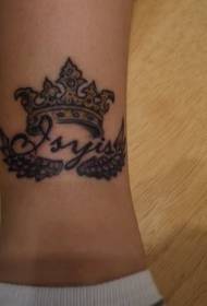 calf crown and wings tattoo pattern