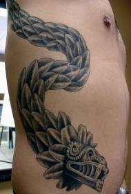 side rib fantasy dragon stone carving style tattoo pattern