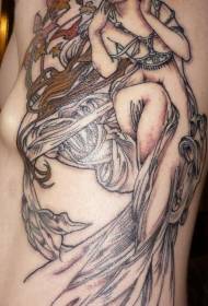 μέση πλευρά καφέ ιερή λαμπερή εικόνα τατουάζ κορίτσι