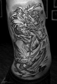 боковые ребра олдскульная лошадь и наполеон черно-белые татуировки