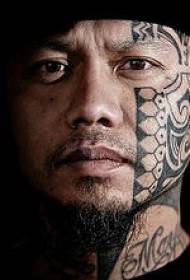men's face Polynesian tattoo pattern