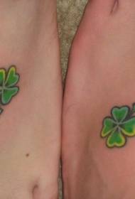 instep color fresh four-leaf clover tattoo pattern