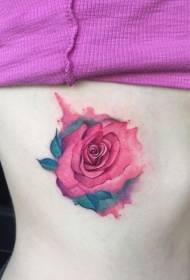naisten vyötäröpuolen musteen väri ruusu tatuointi malli